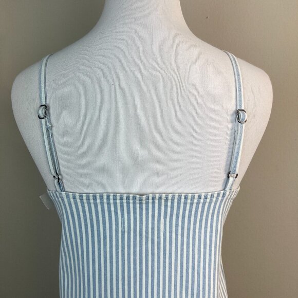 DL 1961 Tank Dress Big Girls Medium Blue White Striped Denim Eilis Button Up NEW - Picture 6 of 11